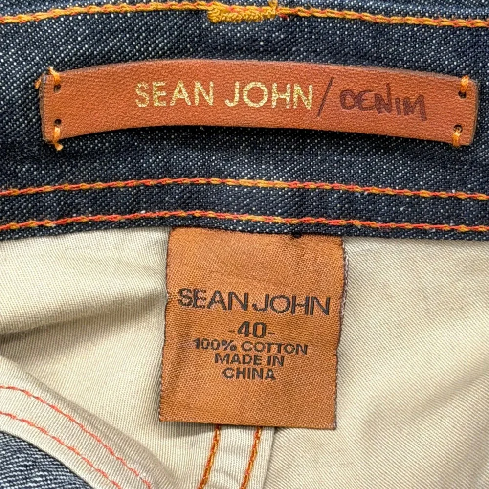 Sean John Mens Size 40 / 36 Raw Indigo Baggy Y2K Streetwear Denim Blue Jeans